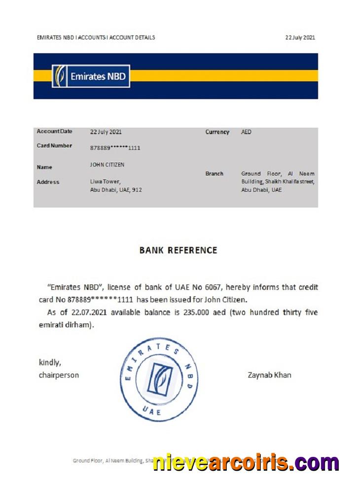 UAE Emirates NBD reference